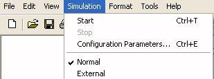 Položka Simulation V případě, že chcete změnit parametry simulace (numerická metoda integrace, krok integrace, celková doba simulace, tolerance), zvolte opět v