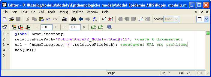 2 Systém pro prezentaci modelů 2.3.4 Přidání dokumentace k modelu Tato kapitola popisuje způsob, jakým lze přidávat dokumentaci k modelu, kterou lze následně spustit ze systému.