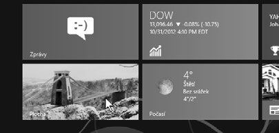 Obrázek č. 1.9: Jak přejít na plochu Záhy zjistíte, že hlavní panel je vedle úvodní obrazovky nejdůležitější součástí OS Windows 8.