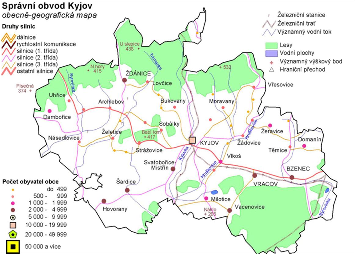 Mapa 3: Správní obvod Kyjov obecně geografická mapa Zdroj: www.czso.cz E.