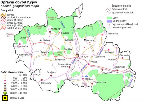 Věteřovská pahorkatina a Bzenecká doubrava. Celková výměra lesních porostů na území ORP Kyjov činí 13 398 hektarů.