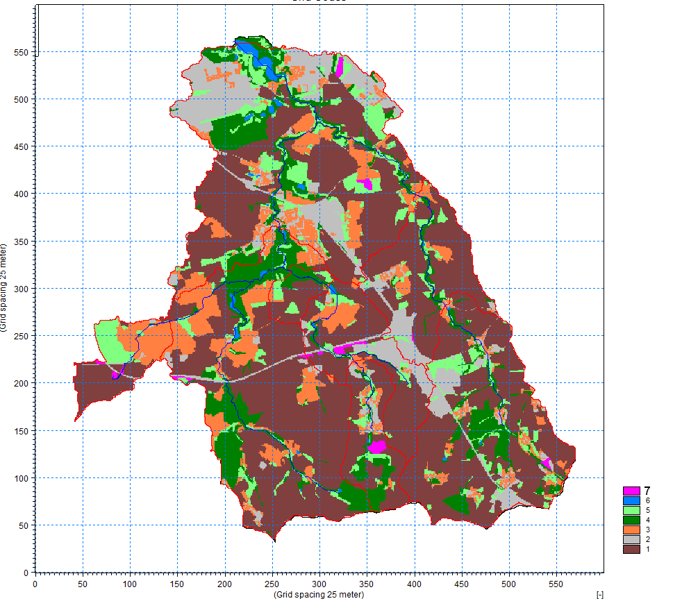 Ověření vlivu změn užívání krajiny na odtok v modelovém povodí Botiče nad VD Hostivař Obr. 11 Využití území (vstup do modelu) k roku 2013.