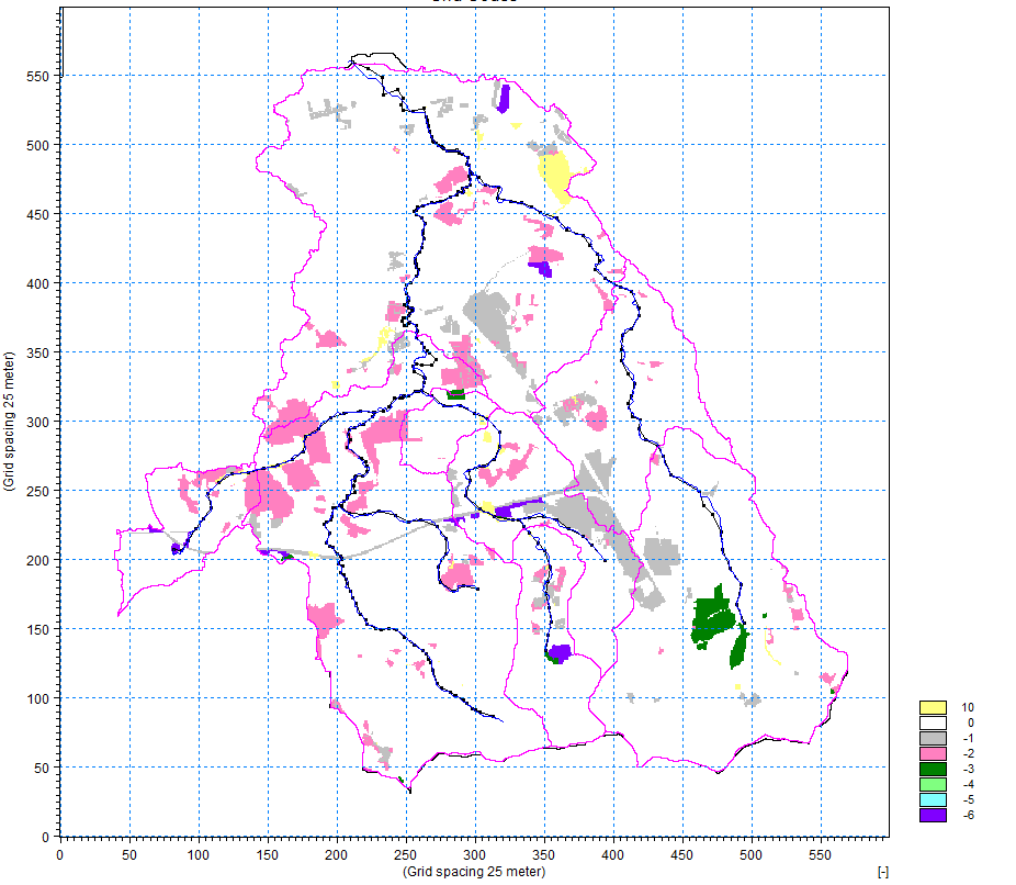 Ověření vlivu změn užívání krajiny na odtok v modelovém povodí Botiče nad VD Hostivař Obr. 13 Rozdílová mapa využití území (1988-2013) ve výše popsaných kategoriích.