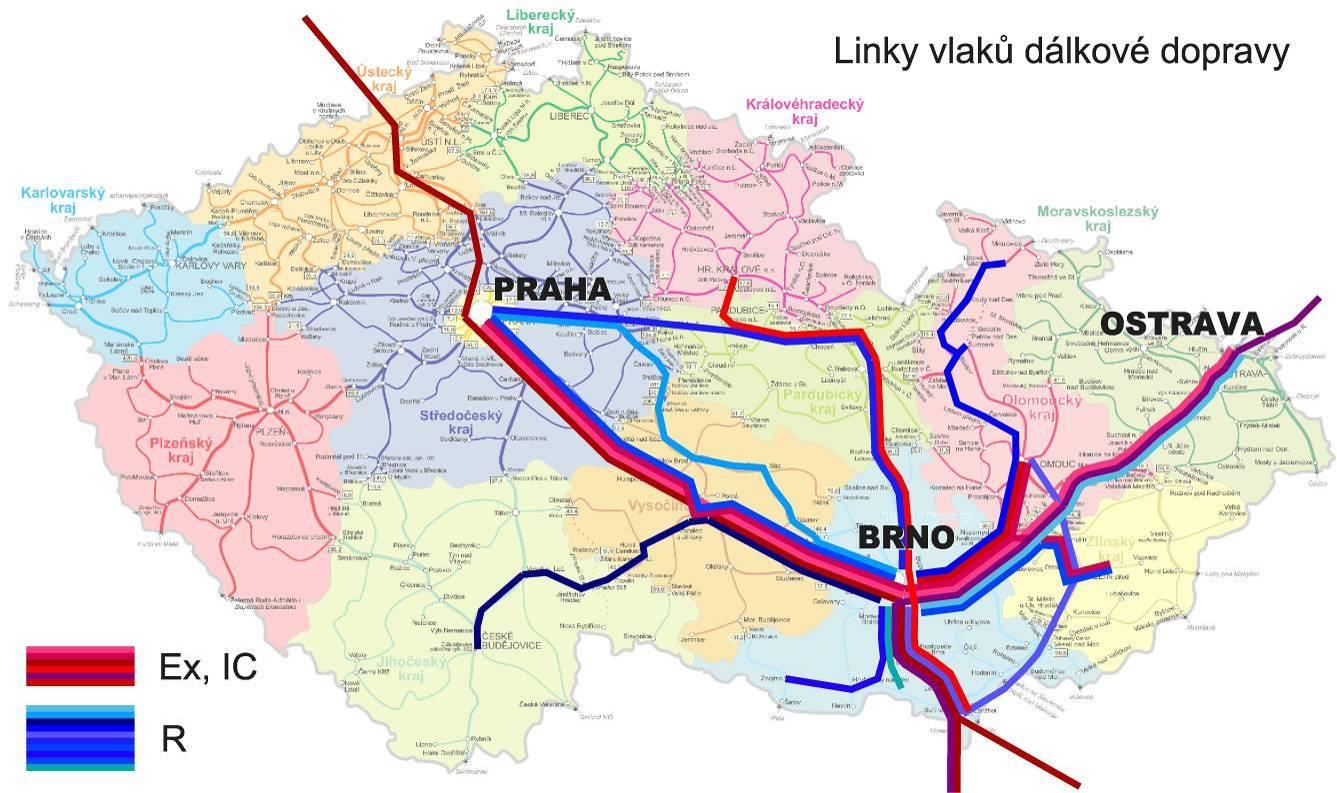 Druhou kategorií jsou rychlé spoje spojující Brno s ostatními krajskými městy a dalšími většími městy.