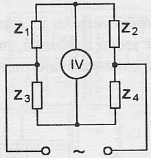 Můstky pro měření impedancí Obecný můstek Wheatstoneova typu pro napájení střídavým proudem splňuje jako u stejnosměrného Wheatstoneova můstku obdobnou podmínku rovnováhy V tomto případě však musí