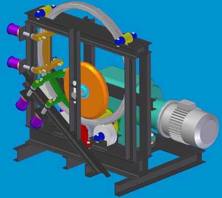 Obr 3 Schéma kompaktora a 3D modelu stroja pre optimálny tvar výlisku s fázou výdrže [5] Obr. 4 Prstencový lis - 3D model [4] Na obr.