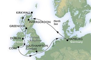 Plavba: Okolo Británie a na skok do Irska (Baltské moře, Severní moře a Norské fjordy) společnost: MSC Cruises loď: MSC Splendida oblast: Baltské moře, Severní moře a Norské fjordy trasa: Německo,