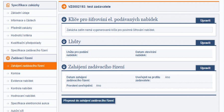 Teprve po tomto kroku se zakázka zveřejní na profilu zadavatele.