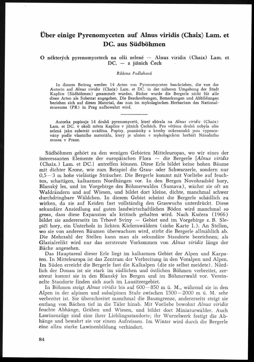 Über einige Pyrenomyceten auf Ainus viridis (Chaix) Lam. et DC.