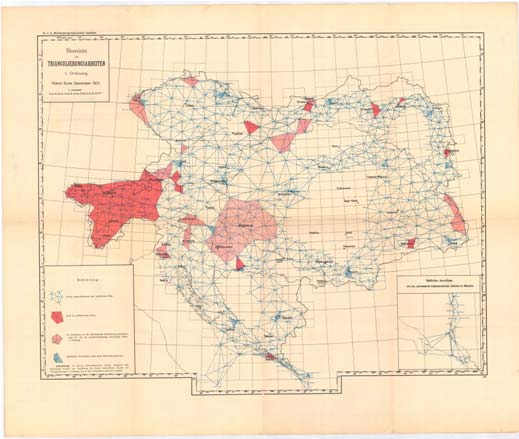 Nejstarší metody mapování polohopisu Druhé vojenské mapování - Františkovo (1806-1869) modifikovaná technologie: triangulace stabilního katastru využití výsledků mapování stabilního katastru na