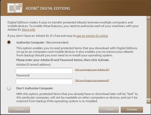 2) Založení Adobe ID a Autorizace počítače Nyní již máte nainstalované Adobe Digital Editions (ADE). Další krok je založení Vašeho vlastního účtu u společnosti Adobe resp. Adobe ID. Pro získání tohoto účtu (Adobe ID) postupujte dle následujících kroků: 1.