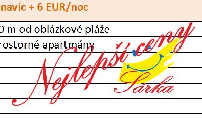 ..-.. až až FIKUS - Borak 1..-1.. 1..- 1.. dva lůžkové apartmány v domě 1 1 0 0 ideální pro spřátelené rodiny ve lůžkových apartmánech lze dát lůžko navíc + EUR/noc VILA MASLINA - Borak 0..-.. 0..-1.. 1..-1....-....-.. 1 0 0 0 0 m od oblázkové pláže prostorné apartmány LJILJANA - Borak.
