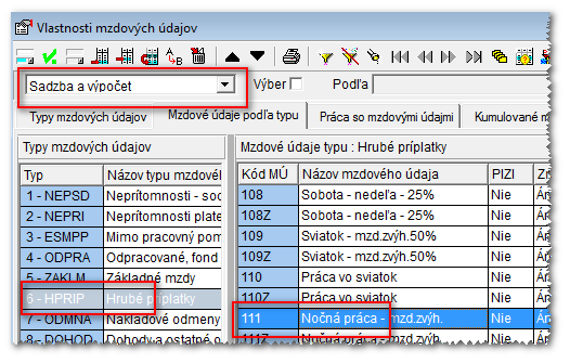 PARAMETER ZP SADZBA HODNOTA Mzdové zvýhodnenie za nočnú prácu 123 najmenej 20% 0,4046 Kompenzácia za sťažený výkon práce 124 najmenej 20% 0,4046 Mzda za neaktívnu pracovnú pohotovosť na pracovisku 96