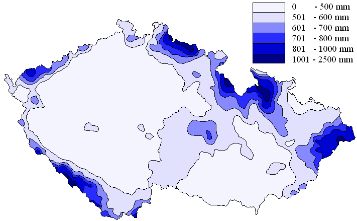 Roční úhrn srážek na