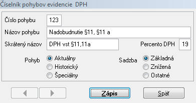 Zmeny platné pre rok 2011 6. Inštalácie pre rok 2011 Zmena a doplnenie kódov DPH Po vytvorení novej inštalácie pre rok 2011 program vytvorí nový číselník kódov DPH.