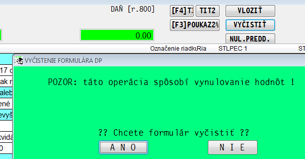 Aktualizácia DPPO za 2011 Funkcia DPPO v časti Spracovanie / X-Špeciálne funkcie sme aktualizovali. Pred vypĺňaním údajov si vykonajte aktualizáciu riadkov DPPO cez tlačítko VYCISTIŤ!