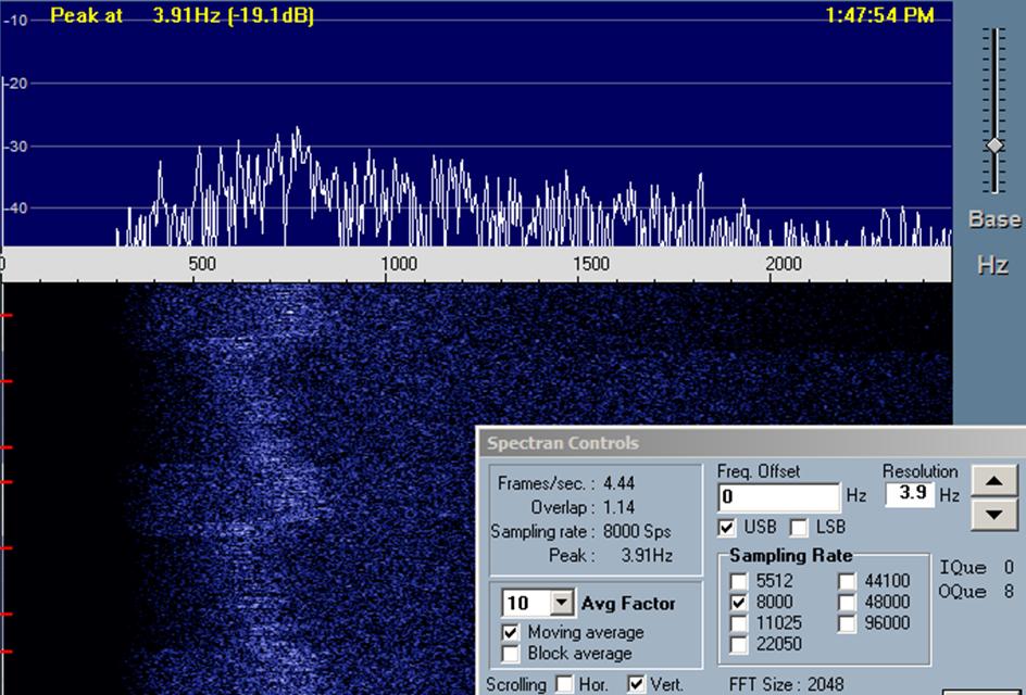 24 GHz EME provoz CW/JT (6) LX1DB_24G_13.03.2011_short sample_lpf Mutual max.