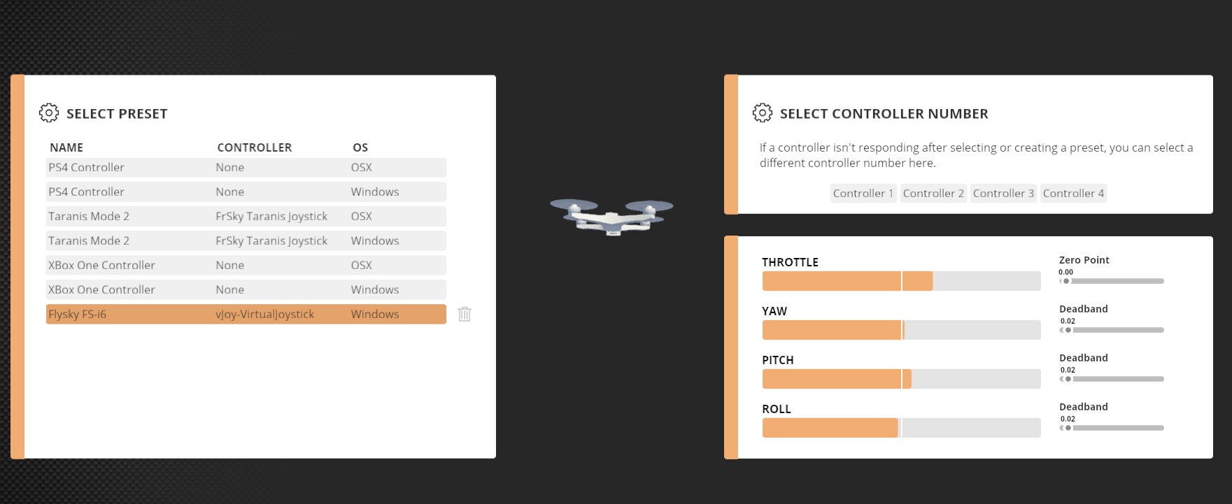 Obrázek 3: Liftoff - Hlavní menu Poté zvolte možnost Assisted creation, jak je zobrazeno na obrázku 4. Nastavení vysílačky proveďte dle instrukcí v simulátoru Liftoff.