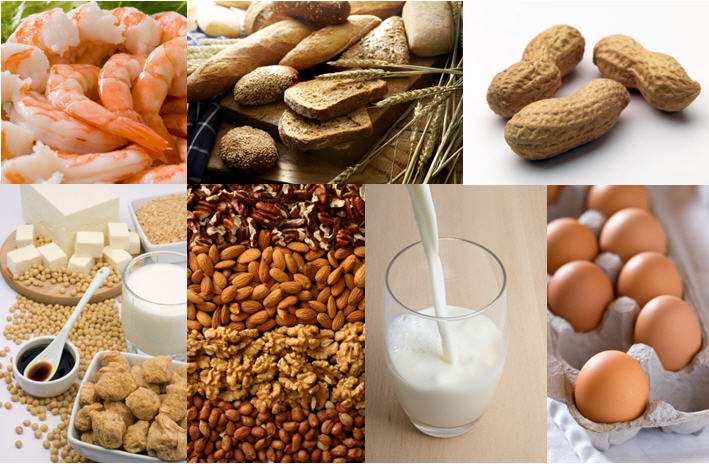 Najčastejšie potravinové alergény: mlieko a mliečne výrobky vaječný bielok sója ryby citrusové plody pšenica orechy