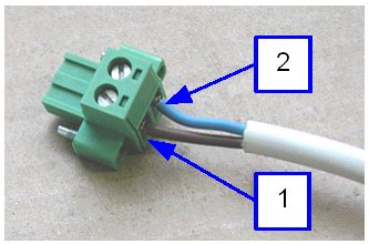 1. K jednotce ALxxF SDIDU je dodáván napájecí konektor (viz obr.5-2), ke kterému se přimontují napájecí vodiče, čímž vznikne napájecí kabel.