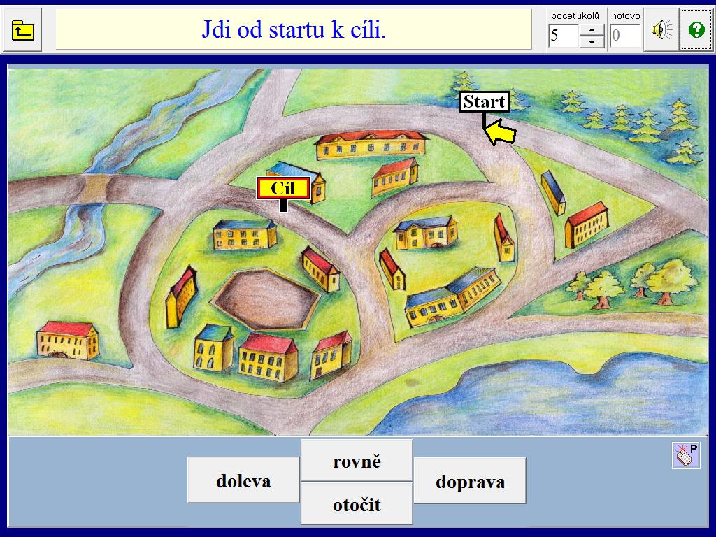 1.3. Orientace v rovině Dítě má za úkol dojít od startu k cíli.