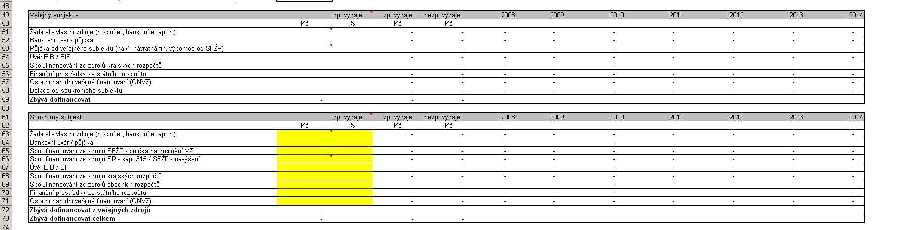 Manuál k VH mdelu histrická data Prjekt: Aktualizace mdelů a manuálů FEA [slupec I ] je následně vyplněná finanční částka, která je rzdělena na část způsbilých, respektive nezpůsbilých výdajů slupec