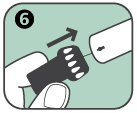 2. Z červeného spouštěcího tlačítka sejměte šedý bezpečnostní kryt jeho vytažením ve směru šipky. 3. Odkrytý konec autoinjektoru (konec s jehlou) přiložte k vnější straně stehna.