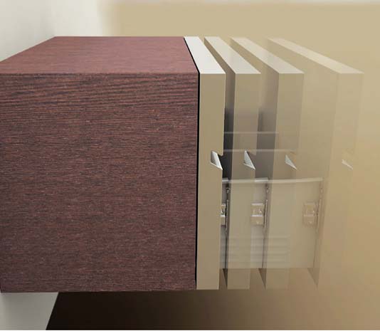 DOMINO/ Jednoduché tvary Jednoduché tvary nábytku se hodí do každého interiéru. Mechanismus tichého dovírání Jedinečný systém zpomaluje zásuvky při zavírání, dovírají se plynule a tiše.