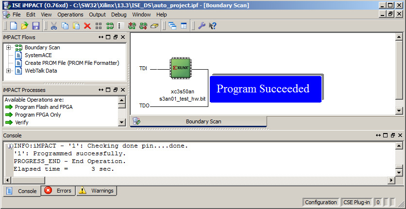 Po odklepnutí dojde k navázání spojení a program mlab_xvcd.exe začne vypisovat tečky (program IMPACT každou sekundu pošle data po síti i když nemá co na práci).