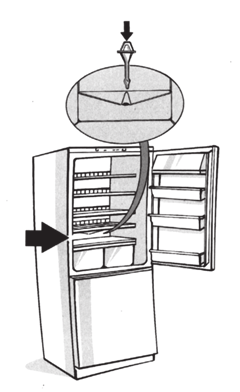 Pravidelná údržba a čištění chladničky Před čištěním a údržbou je třeba chladničku vypnout stisknutím tlačítka (1) na ovládacím panelu na tři sekundy a následujícím vytažením vidlice přívodního