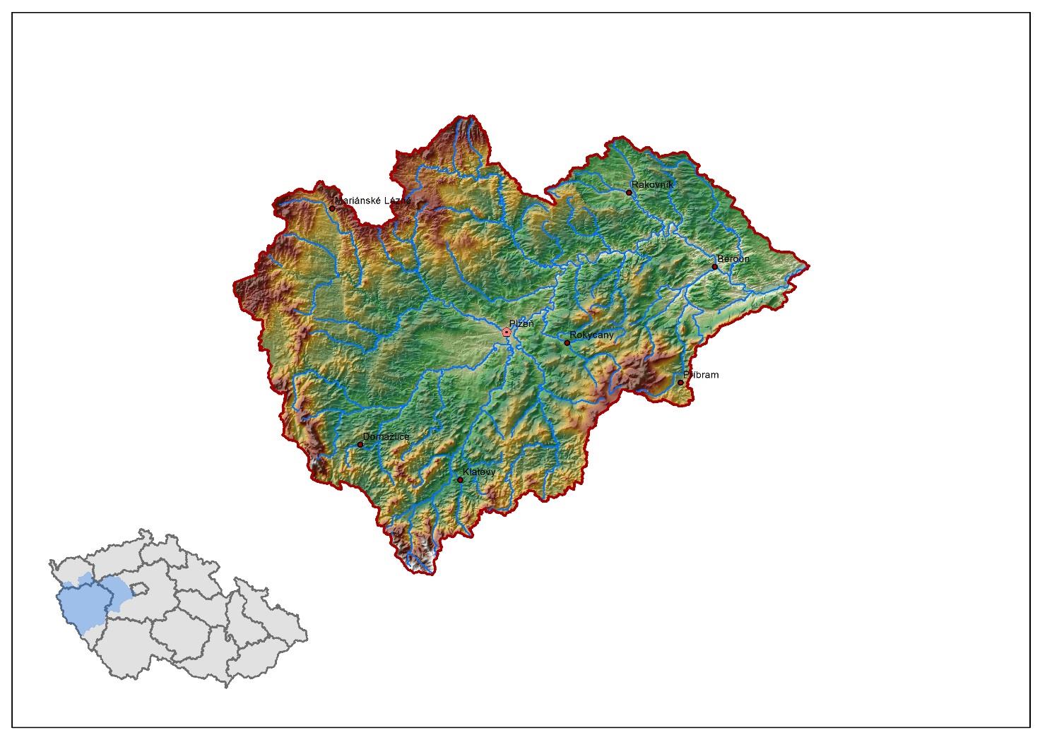14.4.1.3 Plán oblasti povodí Berounky Charakteristika oblasti povodí Obrázek 14.4.1.3.1 Přehledová mapa oblasti povodí Berounky Oblast povodí Berounky leží v západní části Čech.