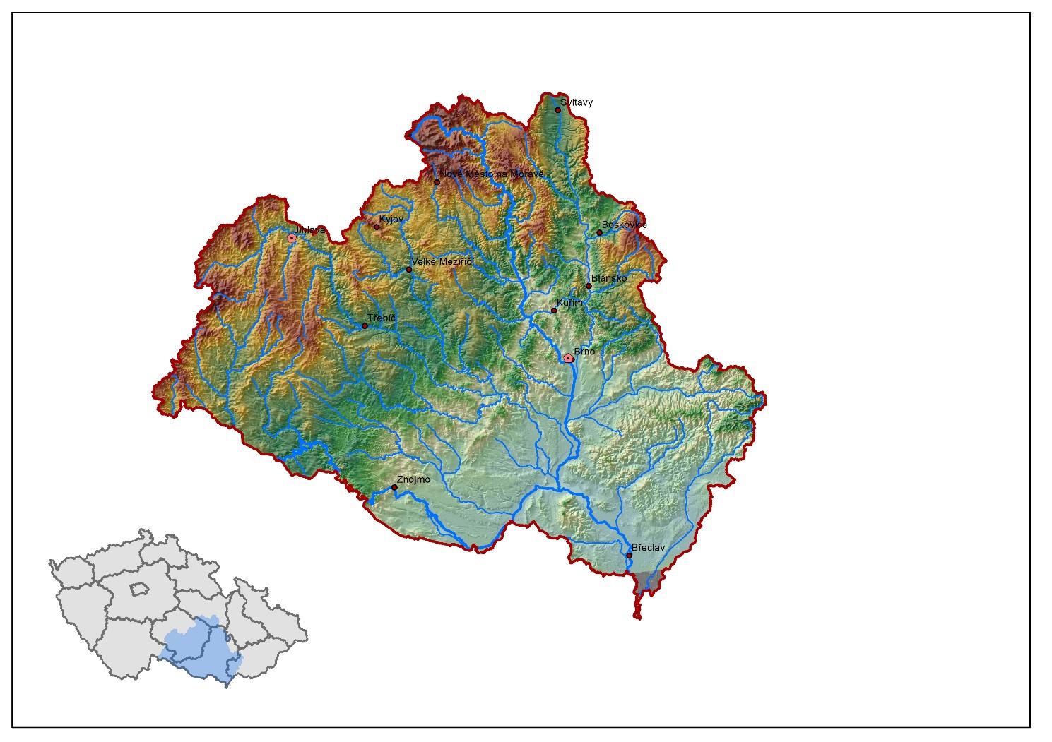 14.4.1.6 Plán oblasti povodí Dyje Charakteristika oblasti povodí Obrázek 14.4.1.6.1 Přehledová mapa oblasti povodí Dyje Oblast povodí Dyje je druhá největší z osmi oblastí povodí na území ČR.