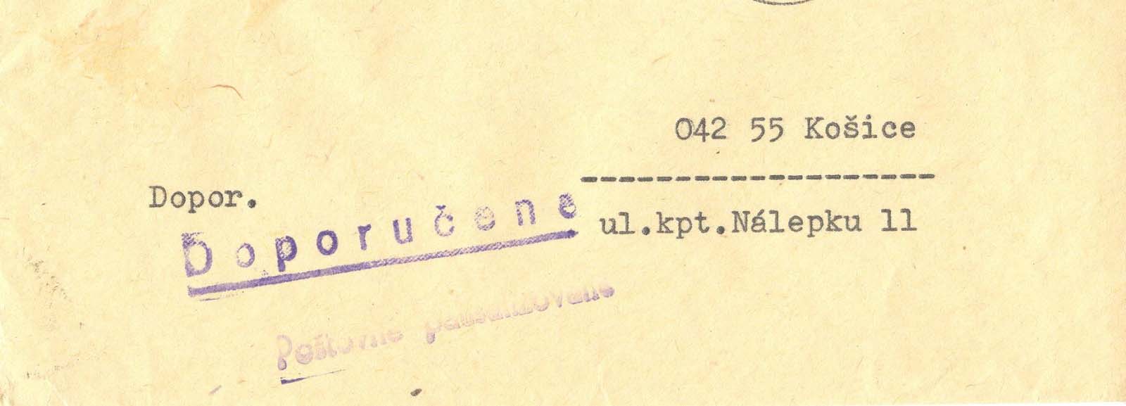 Dátum: 3. marec 1977 Odosielateľ: Okresný ústav národného zdravia, POPRAD Pečiatka IV.