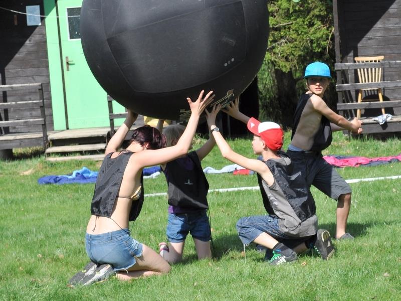 Kin-ball Soupeří tři družstva po čtyřech hráčích. První perioda začíná podáním družstva, které vyhrálo los.