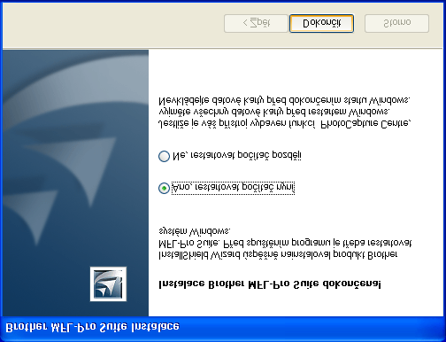 A Uživatelé 98/98SE/Me/2000 Professional/XP klikněte na Další. Uživatelé XP, chvíli počkejte, jelikož instalace ovladačů Brother se spustí automaticky. Obrazovky se objevují jedna po druhé.