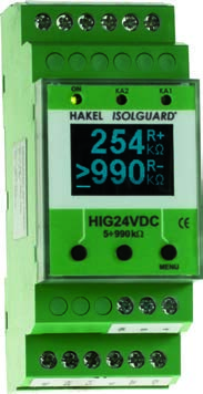 DC aplikace Hlídač izolačního stavu ISOLGUARD HIG24VDC Hlídač izolačního stavu z produkce firmy HAKEL typ ISOLGUARD HIG24VDC je určen k monitorování izolačního stavu stejnosměrných IT soustav s