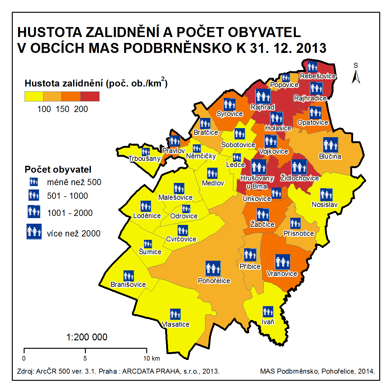 Obr. 5: Obyvatelstvo v obcích MAS Podbrněnsko k 31. 12.