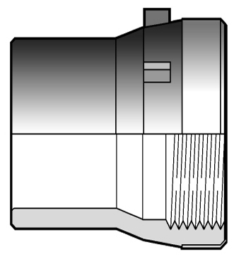 d x R Tvarovky pre zváranie na tupo - Adaptery ROZMEROVÝ RAD ISO-BSP ADAPTER KBFM PP adapter (spojka), jedna strana vonkajší závit (R), druhá strana krátky lemový nákružok na tupé zváranie (d) PN10