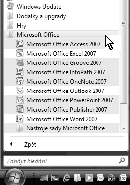 30 WINDOWS VISTA PODROBNÝ PRŮVODCE Aplikace, s nimiž pracujete často, jsou v nabídce Start shromážděny přímo v hlavní ose nad tlačítkem Start.