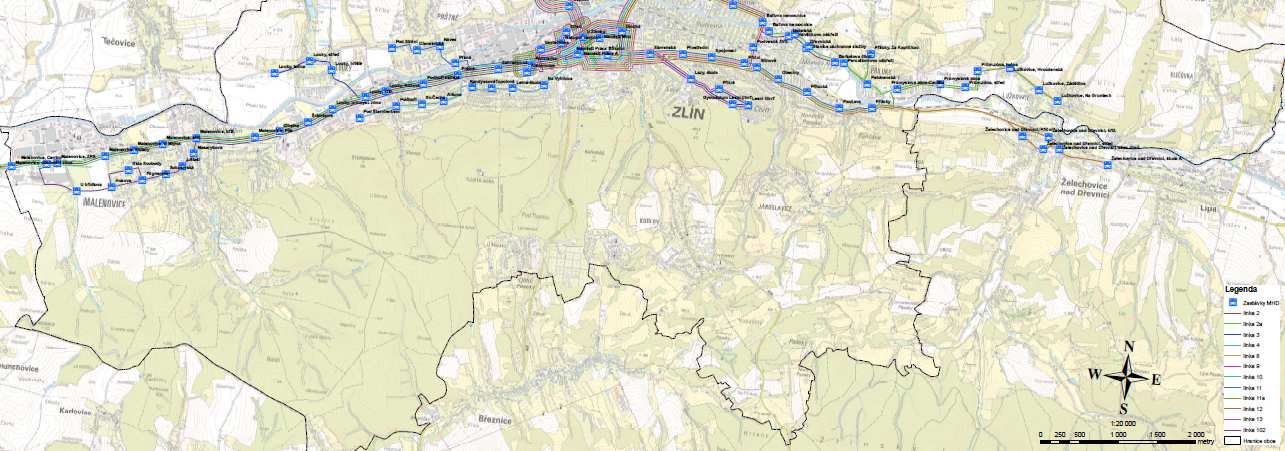 zlepšení dopravní obsluhy v lokalitách Jižní svahy, Lhotka, Chlum, Malenovice, Prštné, Rybníky, Mladcová, Boněcko a Příluky úprava tras linek s cílem zvýšení provozní efektivnosti.