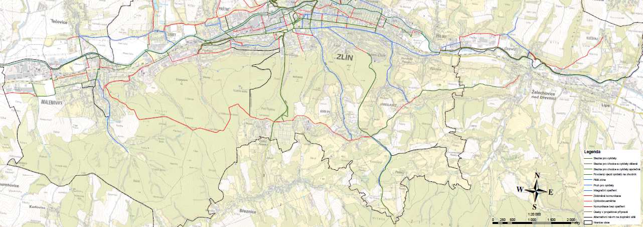 Posouzení komunikací základní sítě cyklistické dopravy Zlín Km Podíl v % Stávající vyhovující úseky 53.6 31.2 Úseky navržené k dostavbě 106.5 62.0 Úseky v projektové přípravě 11.7 6.