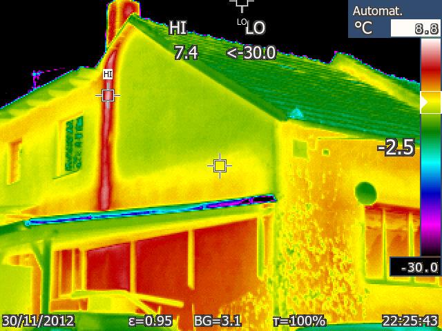 TERMOGRAFIE snímkování za chladného počasí - dům delší dobu dobře vytápěn - nejlepší měření