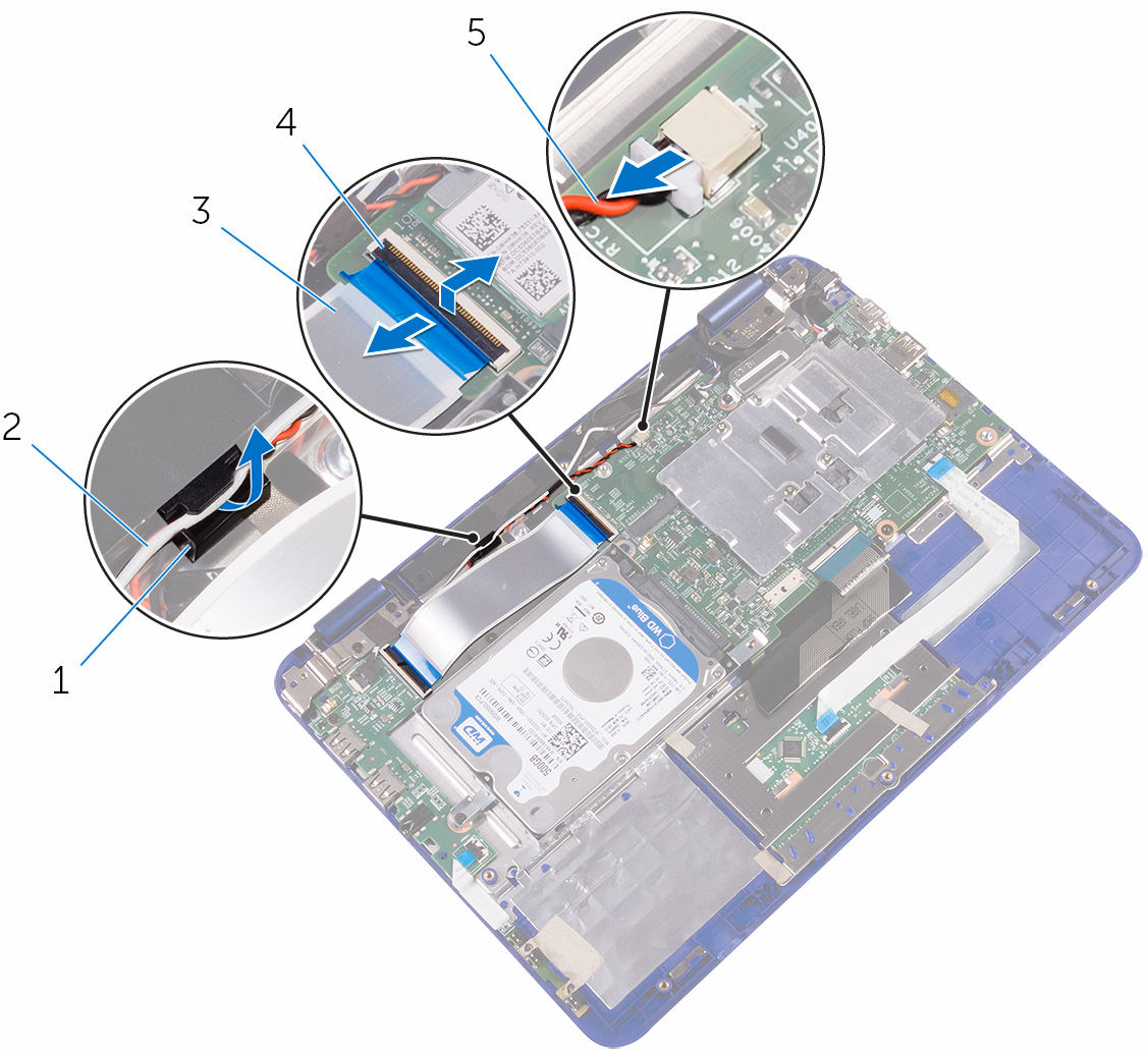 3 Otevřete západku a odpojte kabel desky I/O od základní desky.