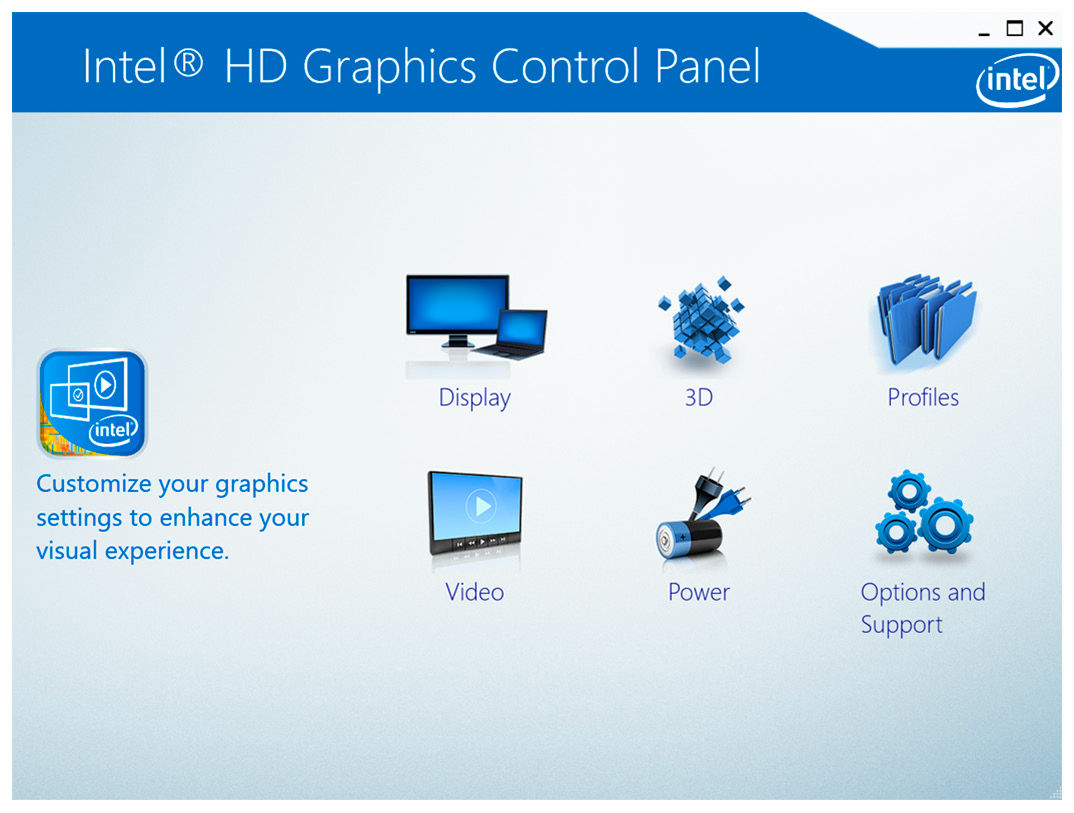 Změna nastavení zobrazení na ovládacím panelu grafiky HD Intel.