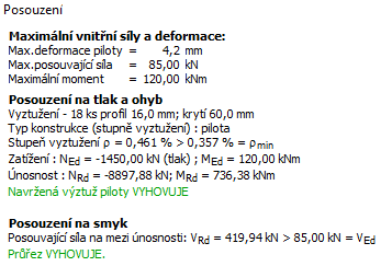 Poznáa: Pro tlačené prvy je vodné používat stupeň vyztužení jao sloup, pro oýbané piloty jao nosní.