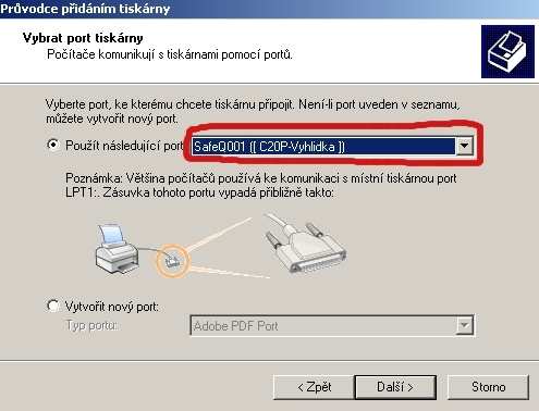 7. Teraz vyberieme port tiskárny.