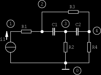 Obr. : Příklad na řešení setrvačného obvodu uzlovým napětím.