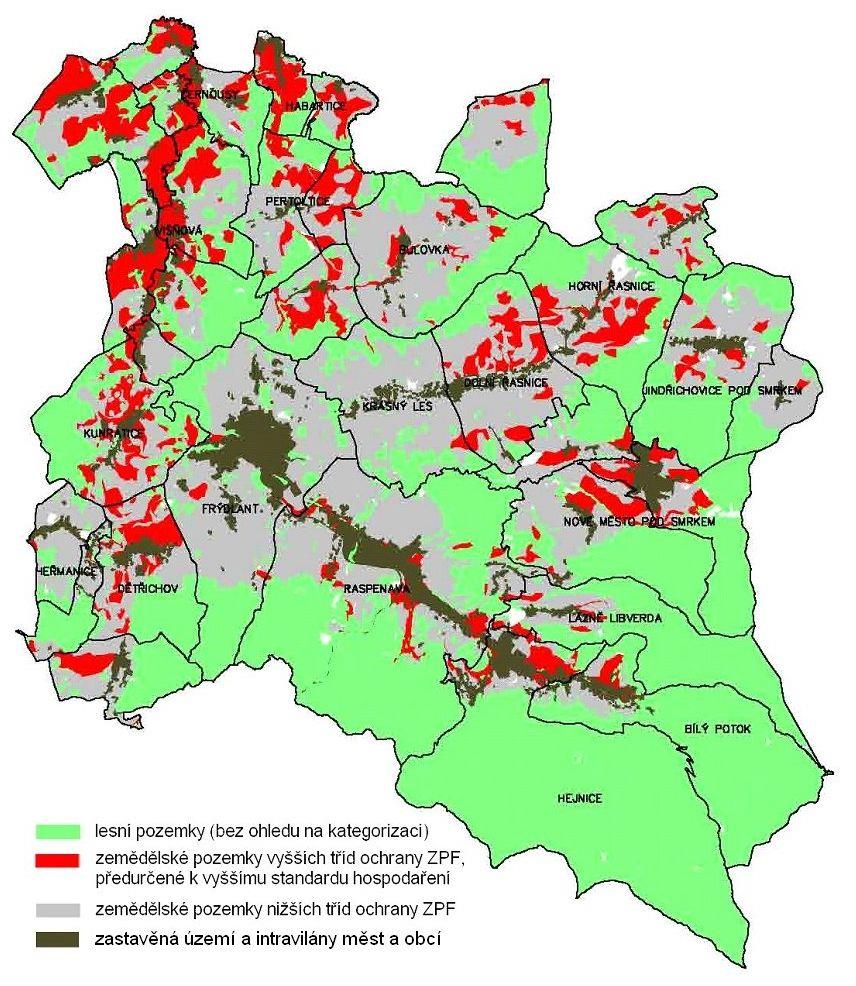 Obr. Ilustrativní znázornění územních prostorů pro fungování oborů zemědělství a lesnictví Subjekty zemědělské a lesnické výroby (jev 119.A1.