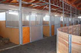 Boxy pro koně venkovní se dodávají v rozměrech 3 x 3 m, 3,5 x 3,5 m a 4 x 4 m. Každý box má otevírací, dělené dveře. Horní část lze otevřít samostatně.