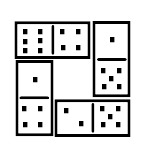 Možná řešení: Obrázek 4 P3 Vezměte všech 28 dominových kamenů a sestavte sedm různých dominových okének, kdy součet na každé ze stran daného okénka bude stejný.